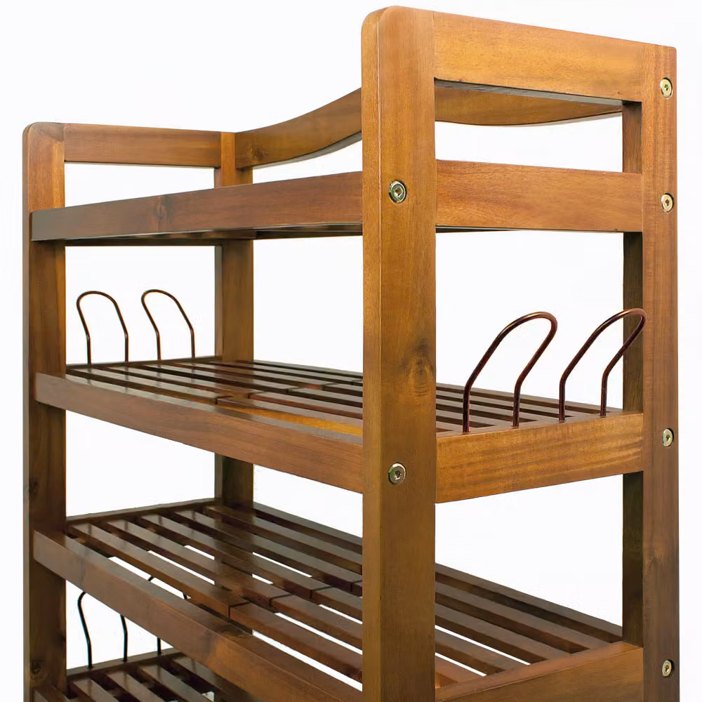 Set da 2 scarpiere Casaria in legno di acacia marrone stile rustico L/P/H: 82 x 26 x 95 cm – 3