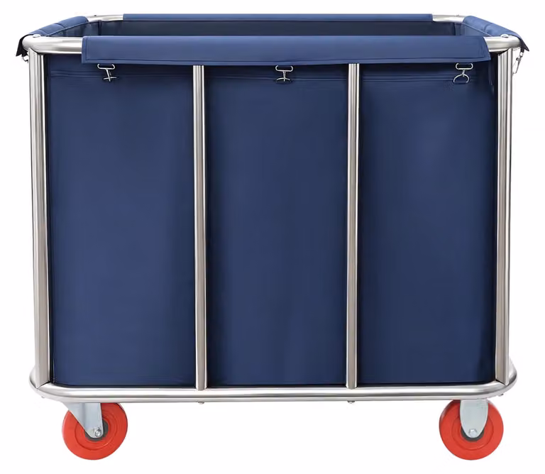 Carrello per biancheria - Carrello mobile per la raccolta della biancheria - Capacità massima di carico: 200 kg - Struttura in acciaio inossidabile e tessuto Oxford - Dimensioni: 90x65x80 cm - Colore: blu