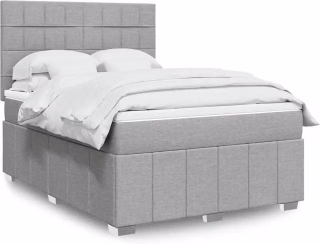 Letto Ibrido con Materasso e Struttura in Tessuto Grigio e Bianco vidaXL L/P: 160 x 200 cm
