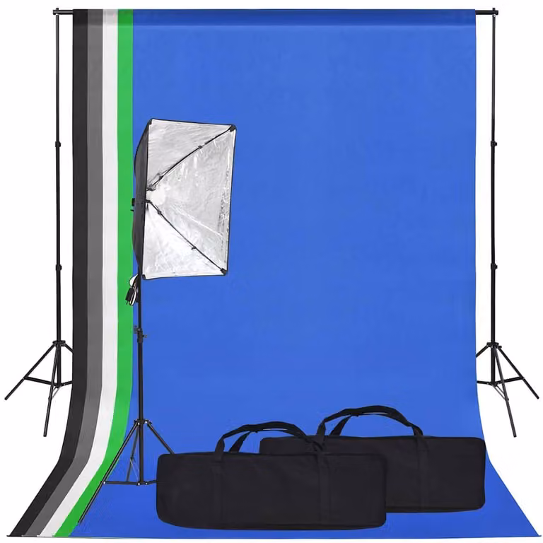 vidaXL Set da studio fotografico con softbox e sfondo
