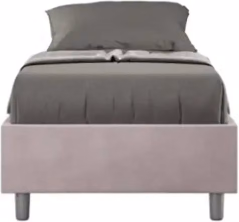 Letto singolo con rete imbottito 80x190 microfibra glicine Azelia