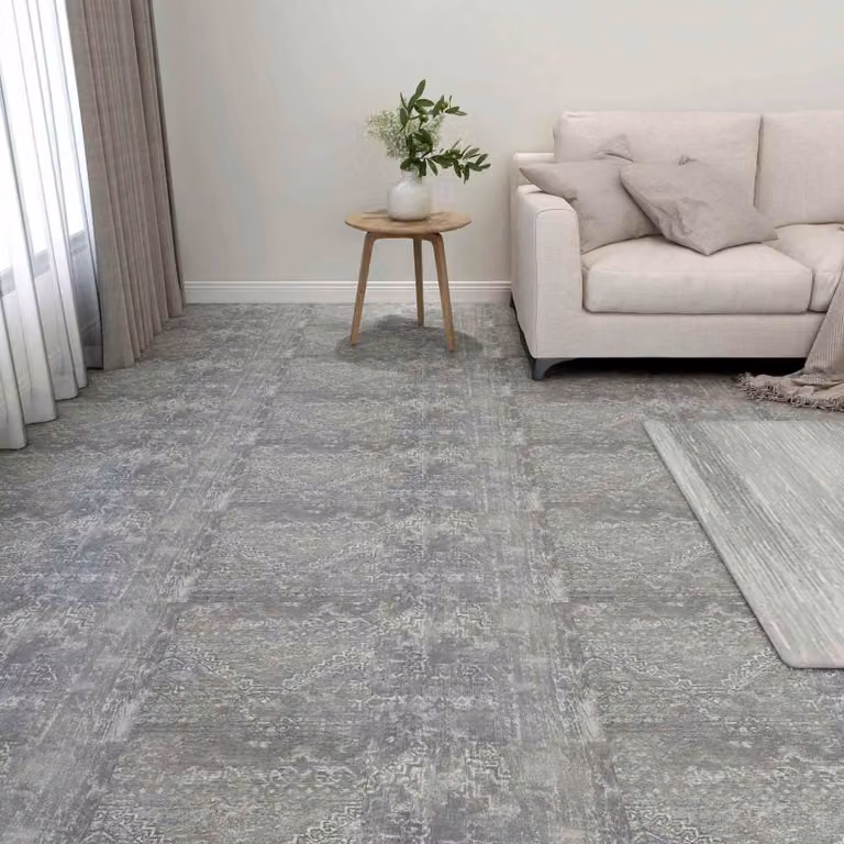 Tavole per pavimenti adesive vidaXL in PVC effetto pietra, Grigio, 5,11 m² (55 pezzi)