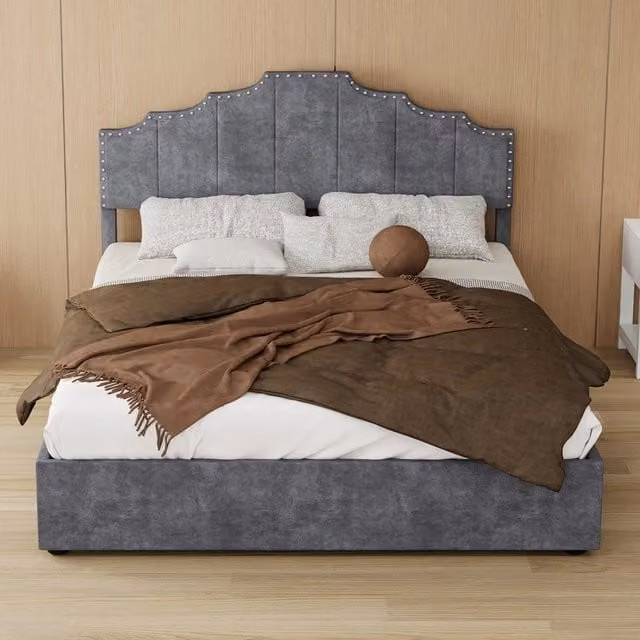 letto moderno tessuto metallo grigio 140 x 200 cm