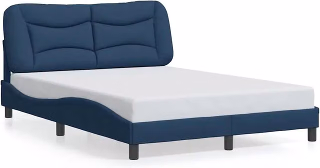 Letto matrimoniale | Letto per adulti | Giroletto senza Materasso Hvar Blu 140x200 cm in Tessuto