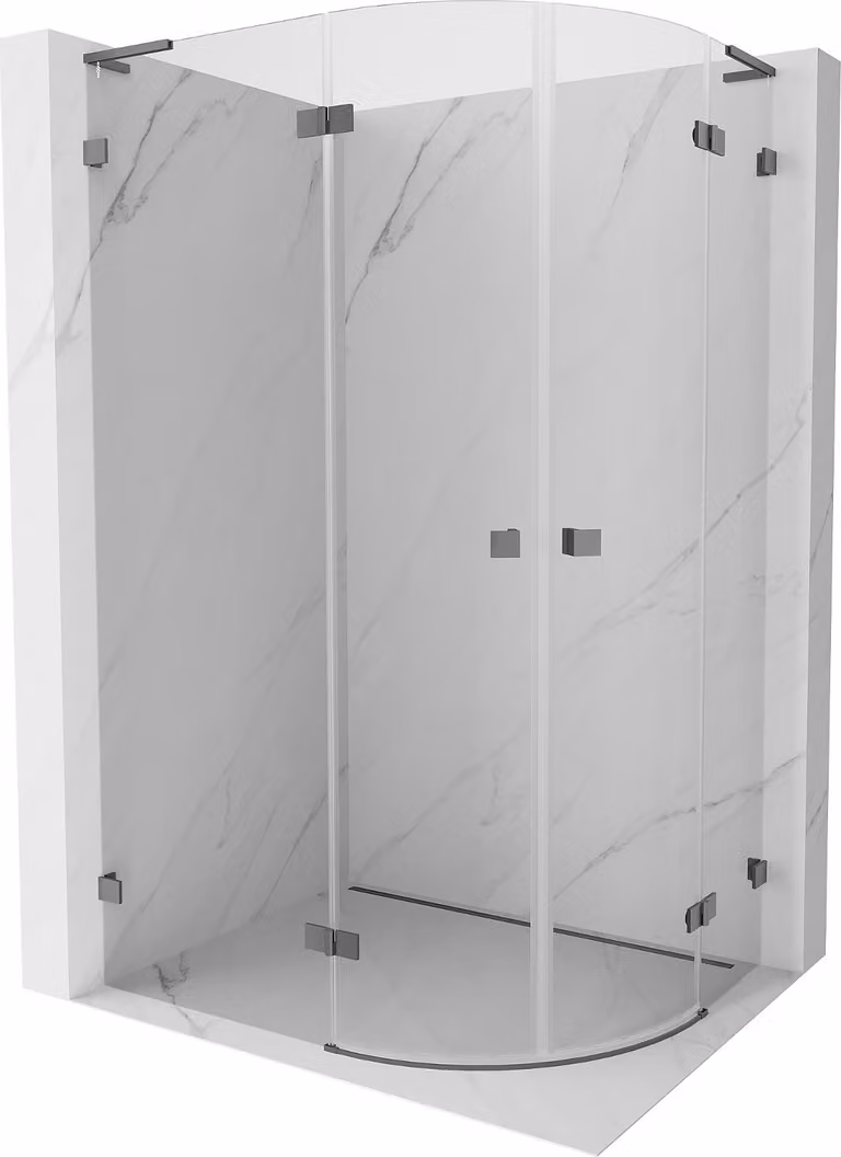 Mexen Lunar L cabina doccia semicircolare a battente sinistra 100 x 90 cm, trasparente, gun metal - 833L-100L-090P-95-00