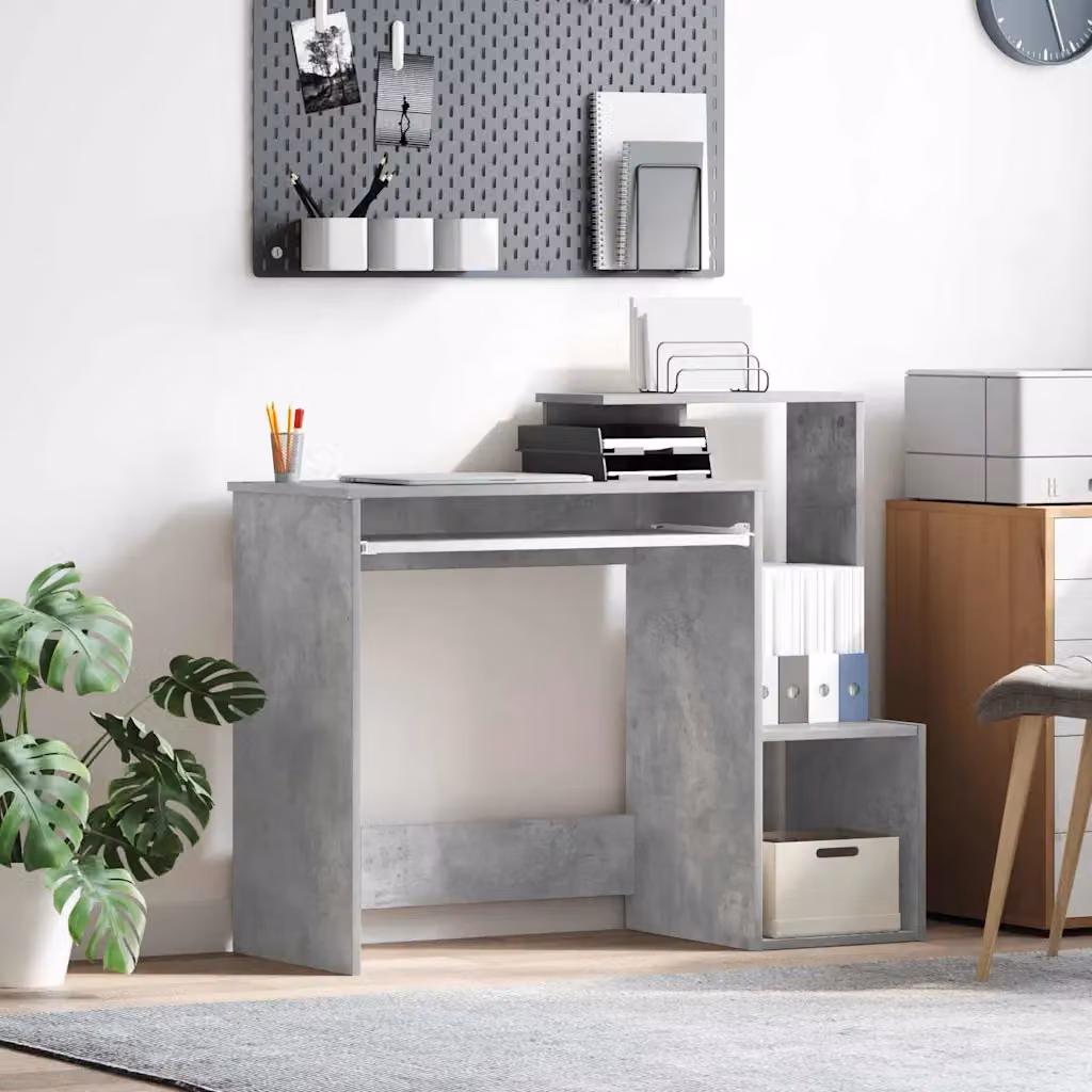 Scrivania moderna vidaXL in MDF laminato grigia L 106 x P 41 x H 88.5 cm