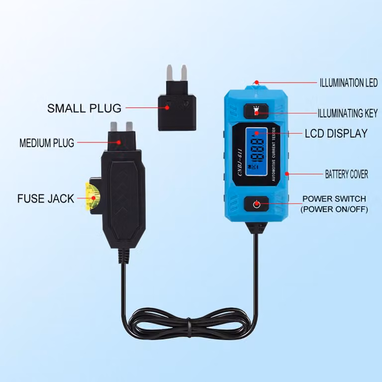 Tester elettrico per auto con retroilluminazione, display LCD, luce LED, strumento di misura per auto per il rilevamento