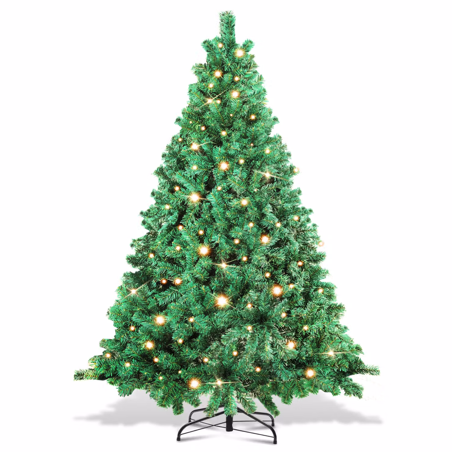 Izrielar 180cm albero di Natale artificiale con illuminazione LED 250 LED bianco caldo incl. base in metallo con 860 punte Albero di Natale Albero di Natale PVC verde