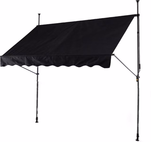 Tenda da sole regolabile per esterni senza foratura con manovella, Tenda da sole e giardino 250 x 210-300 cm Nero-Tende parasole