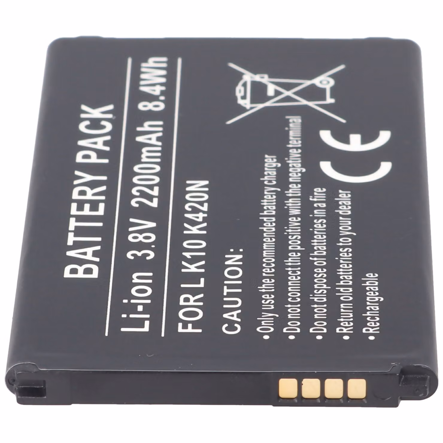 Batteria adatta per LG K10 K420N, BL-45A1H, EAC63158301, Li-Ion, 3,8V, 2200mAh, 8,4Wh, incl. chip IC