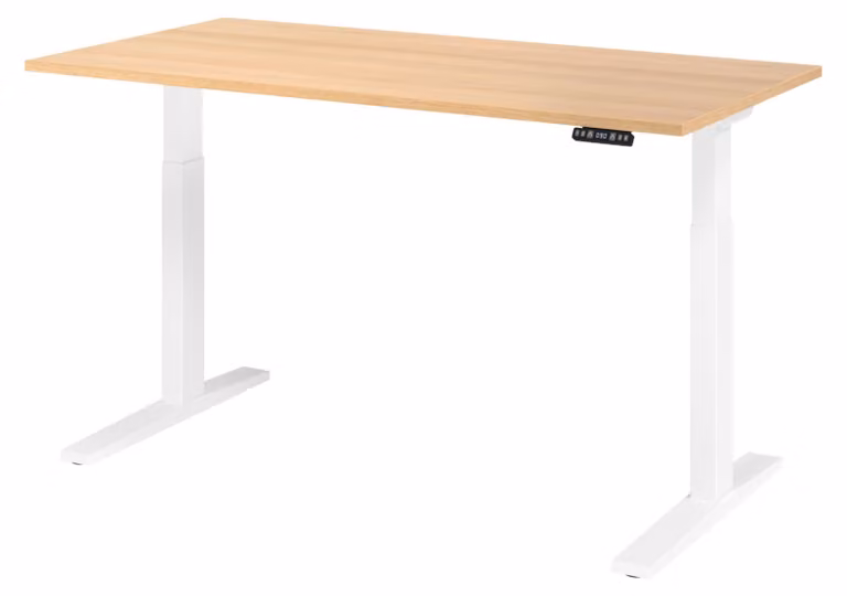 Scrivania elettrica bümö XMKA - Dimensioni: 160 x 80 cm, struttura: bianca, decorazione: rovere
