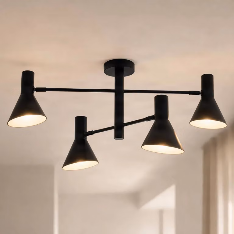 Plafoniera soffitto Milia NOLA, dimmerabile, Nero, Soggiorno / Sala da pranzo, Metallo, Plafoniera
