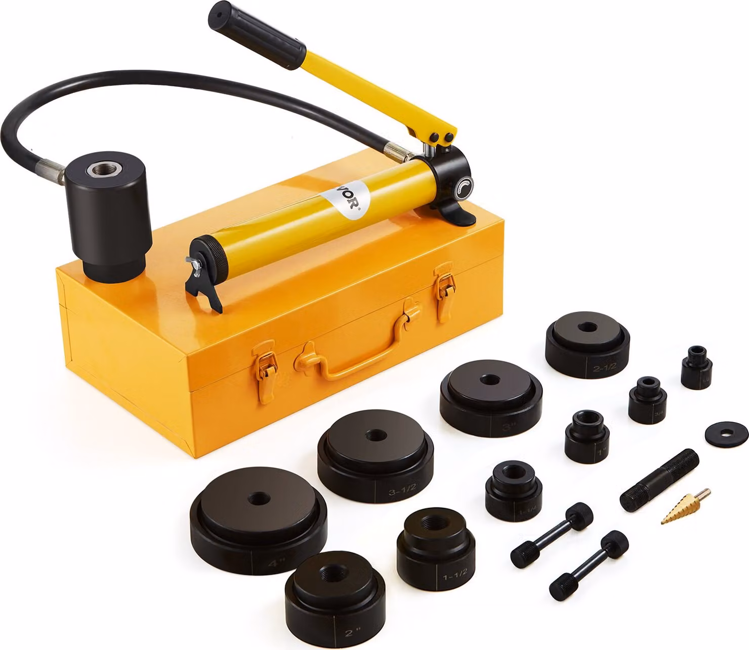 set di 10 punzoni 1/2-2" con pompa idraulica per punzonatura idraulica 15t