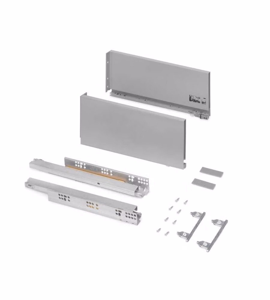 Emuca Cassetto esterno Vertex 40 kg altezza 178 mm, Profondità:400, Verniciato alluminio, Acciaio.