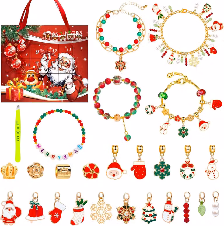 Calendario dell'Avvento con gioielli - Calendario di Natale 2024 per bambini - 24 braccialetti inclusi - Gioielli - Artigianato - Per bambine - Calendario dell'Avvento - Gioielli