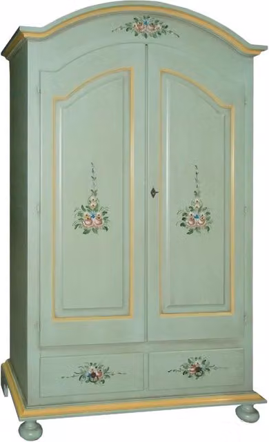 Armadio classico shabby chic Mobili 2G con 2 ante e decori floreali verde e oro L: 125 cm, P: 61 cm, H: 200 cm – 2