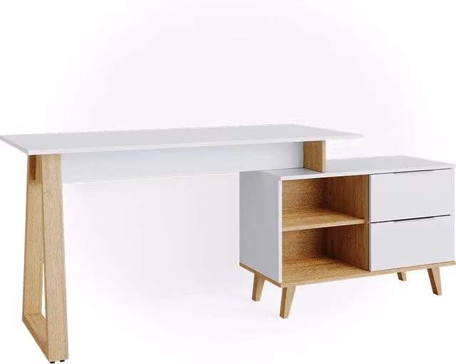 Scrivania Nautica Bianco 138 x 60 cm con cassetti XL Vicco