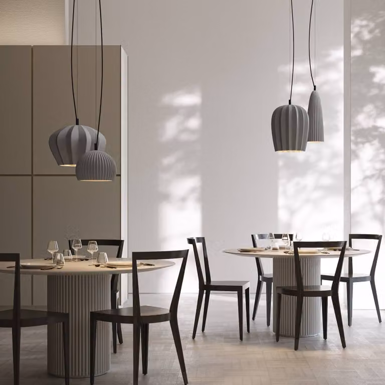 Karman Lampada a sospensione Sahara, dimmerabile, Alluminio / Grigio / Zincato, Soggiorno / Sala da pranzo, Ceramica, Design, Lampada a sospensione