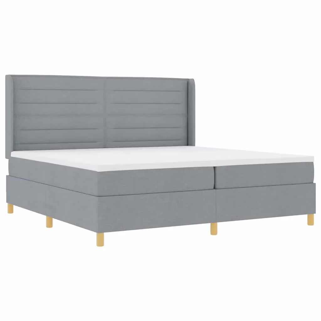 Letto moderno vidaXL con molle a tasche e testiera imbottita in tessuto grigio L/P: 200 x 200 cm – 2