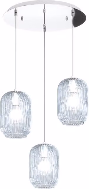 Lampadario Contemporaneo Tender Metallo Cromo Vetro Trasparente 3 Luci E27