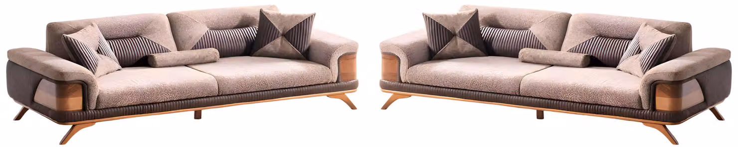 Elegante Hellbraune Couchgarnitur Designer Dreisitzer Luxus Sofas