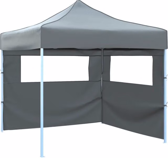 Tendone per Feste Pieghevole Pop-Up con 2 Pareti 3x3m Antracite