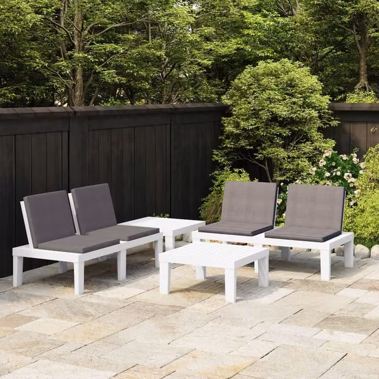 Maison Exclusive - Set Divani da Giardino con Cuscini 4 pz in Plastica Bianco