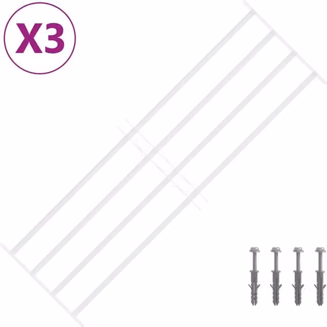 Set di 3 griglie di sicurezza per finestre con 4 barre trasversali in acciaio zincato bianco CFW8957733