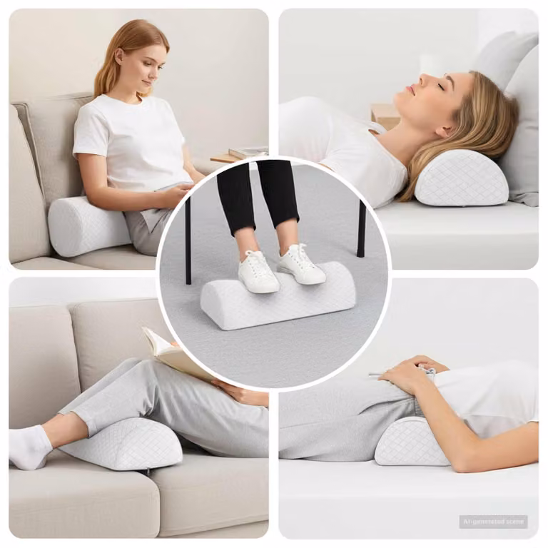 vidaXL Cuscino per Gambe e Schiena in Memory Foam Bianco, L 52 x P 20 x H 12 cm