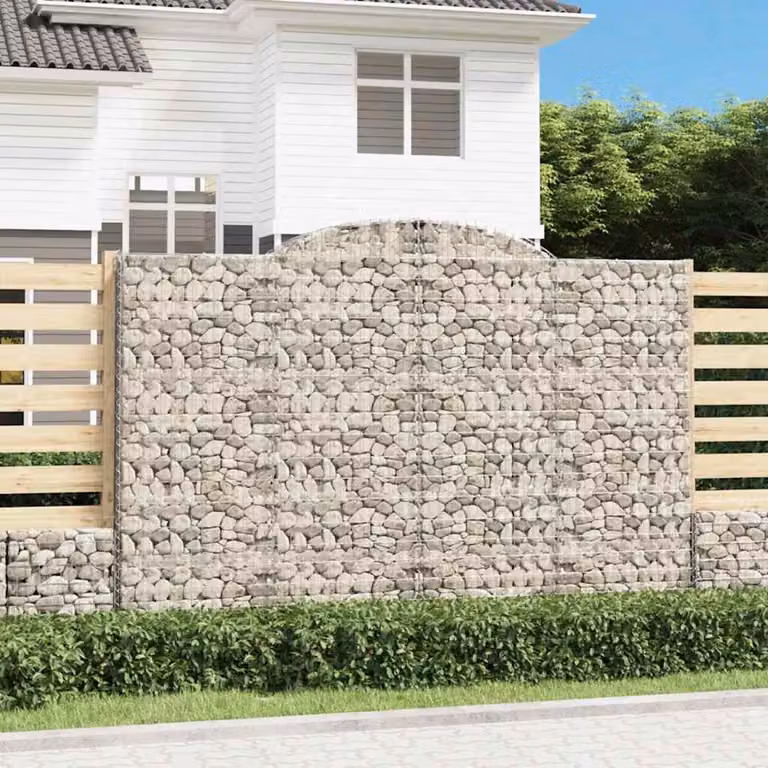 Set di 12 Cesti Gabbioni ad Arco vidaXL in Acciaio Zincato Grigio L: 300 cm, P: 50 cm, H: 200-220 cm