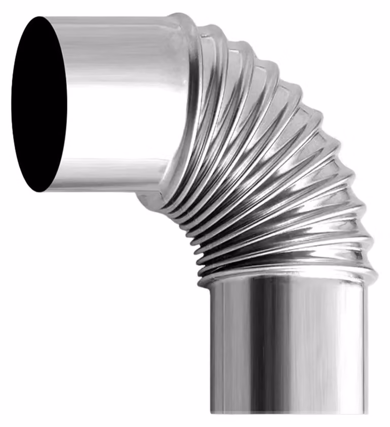 Tubo di scarico per camino a forma di arco - 90° - Tubo per stufa a legna - Diametro 6 cm - Acciaio inossidabile - Per scarico fumi di stufe da campeggio - Argento