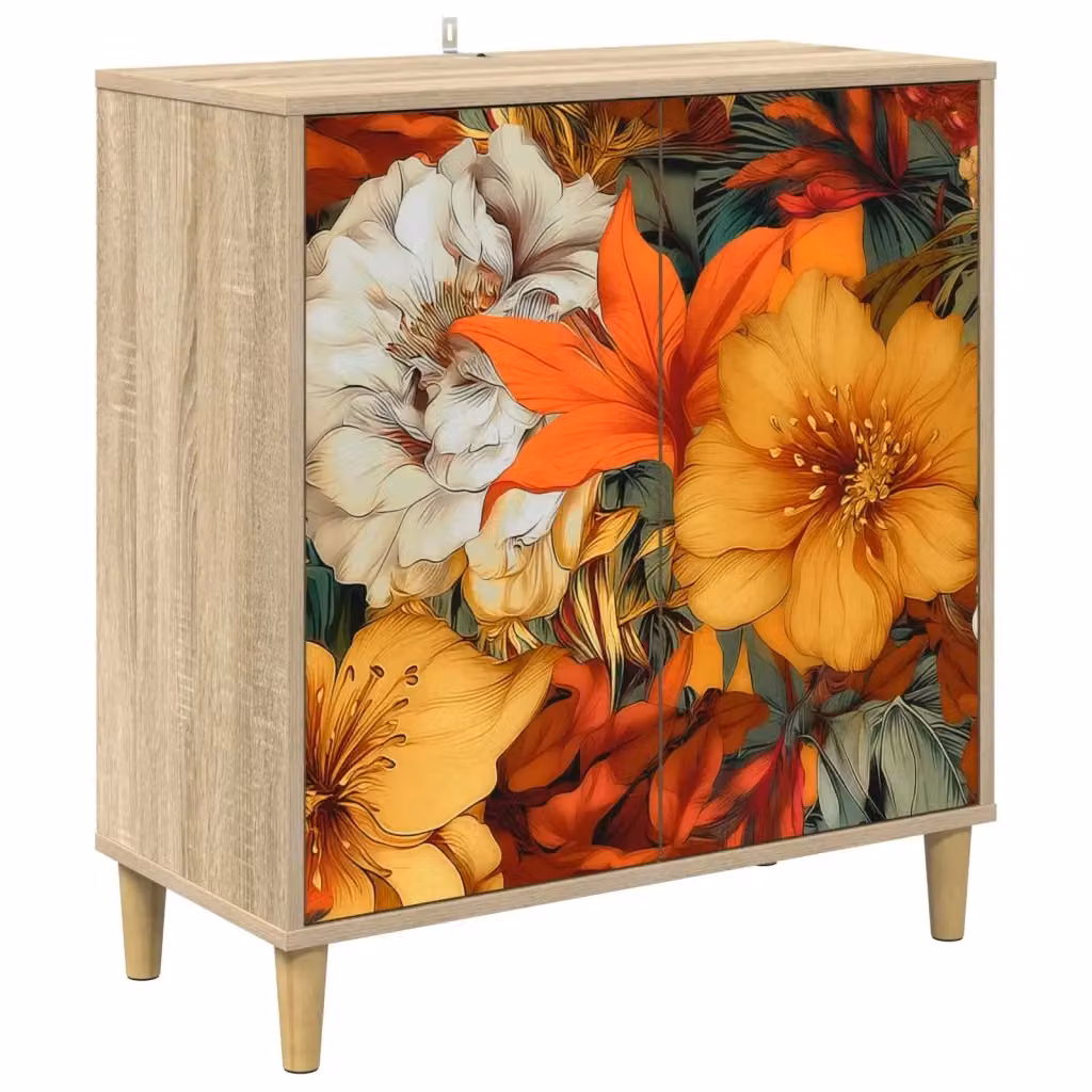 Credenza moderna vidaXL in legno MDF multicolore per soggiorno e sala da pranzo L: 69 cm, P: 33 cm, H: 75 cm – 2