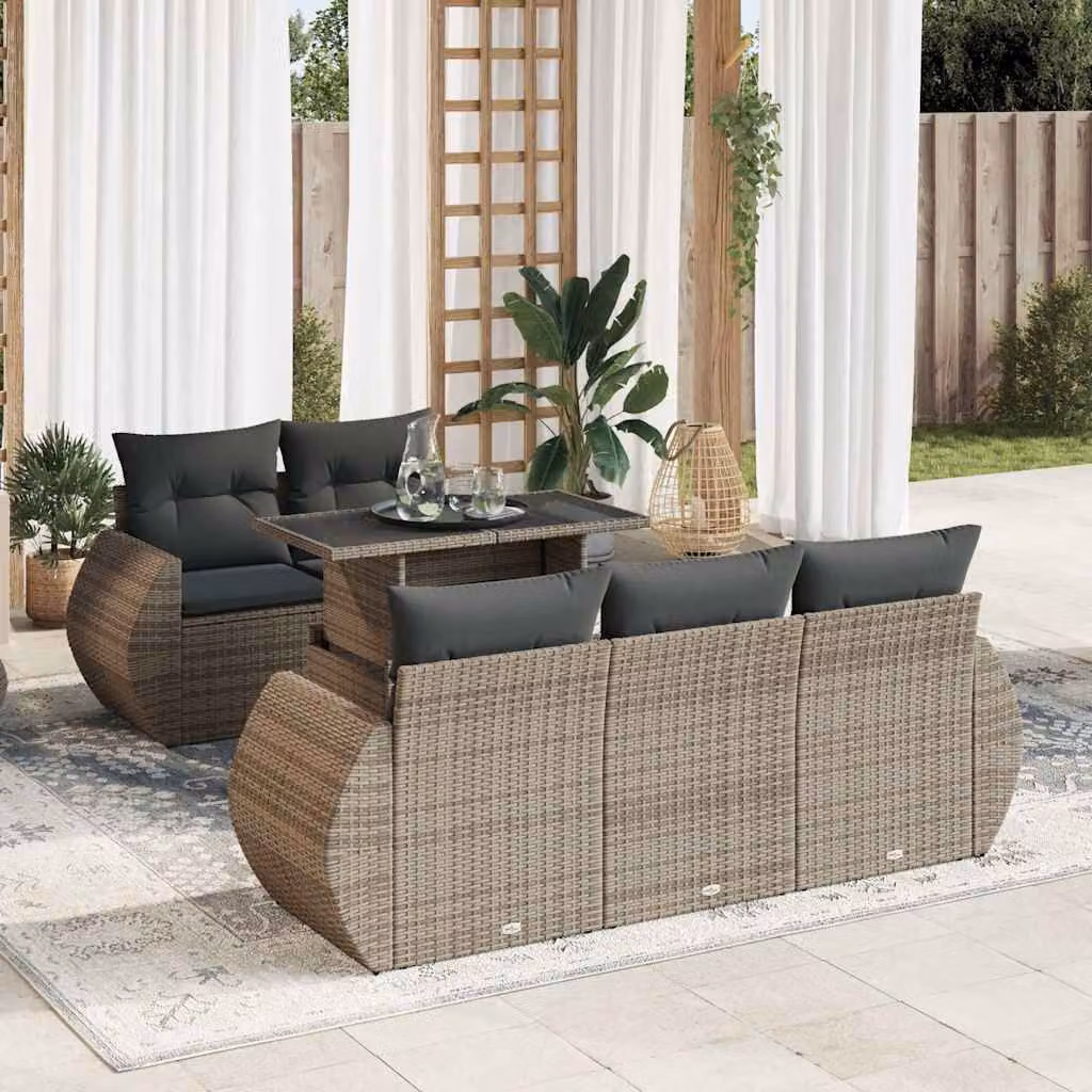 Maison Exclusive - Set Divano da Giardino 6 pz con Cuscini Grigio in Polyrattan