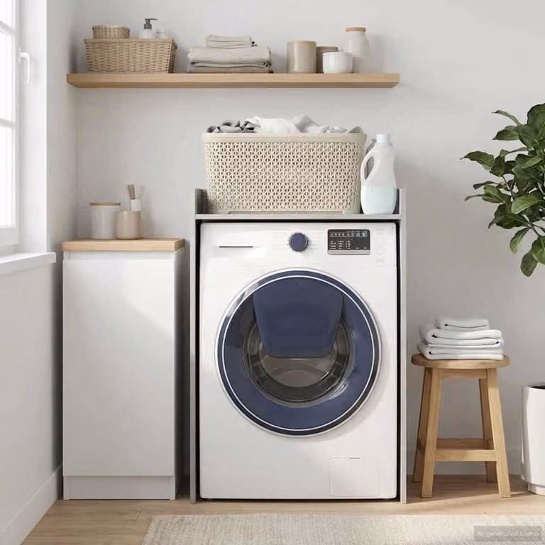 Mobiletto per lavatrice vidaXL in stile moderno, colore grigio, L: 67,5 cm, P: 48 cm, H: 97 cm