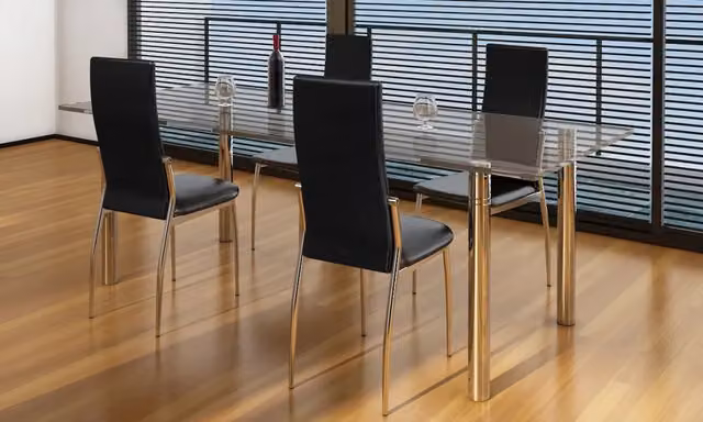 Set di 4 sedie da pranzo vidaXL in similpelle nera con struttura in metallo e plastica per cucina e sala da pranzo – 2