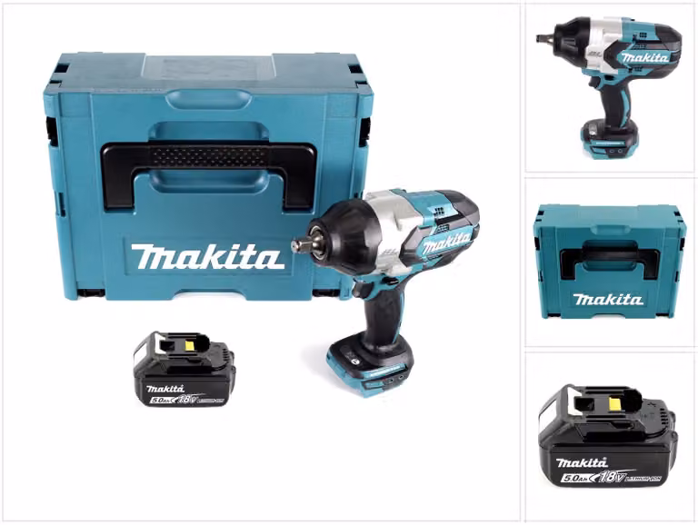 Avvitatore a impulsi a batteria Makita DTW 1002 T1J 1/2" 18V 1000Nm brushless + 1x batteria ricaricabile 5.0Ah + Makpac - senza caricabatterie