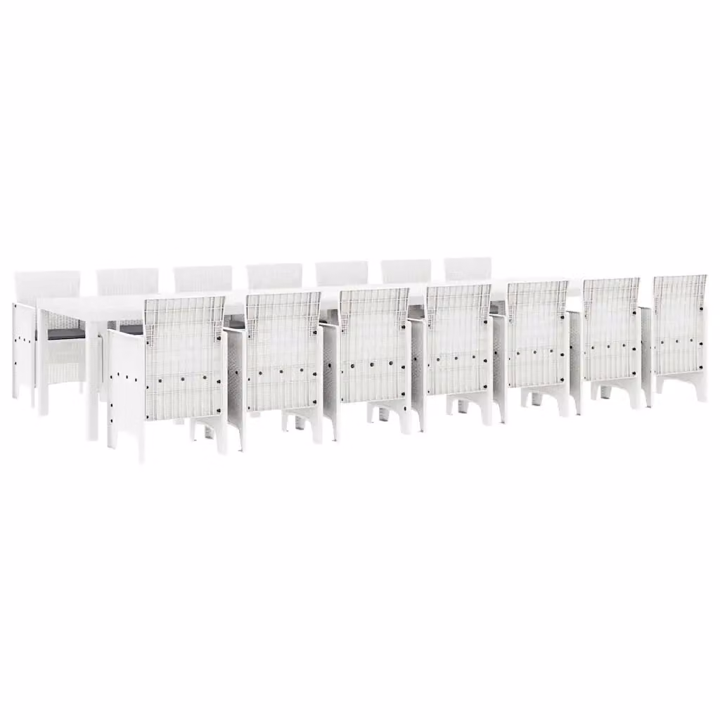 Set da pranzo da giardino moderno vidaXL in rattan bianco con 15 pezzi e cuscini – 2