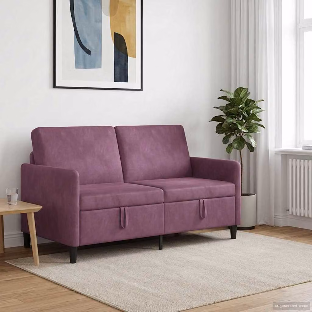 vidaXL Divano Moderno con Contenitore Sollevabile Viola L: 152 cm, P: 78 cm, H: 87 cm
