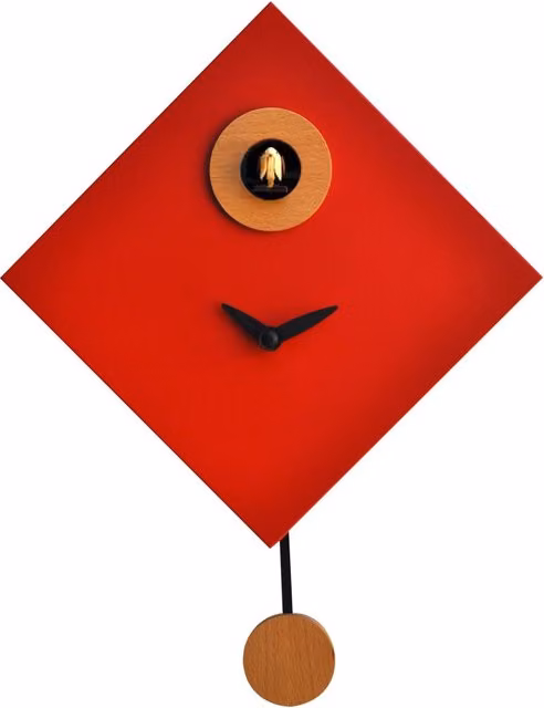 Orologio a Cucù da Parete 25x25x11cm Pirondini Italia Rombino Rosso