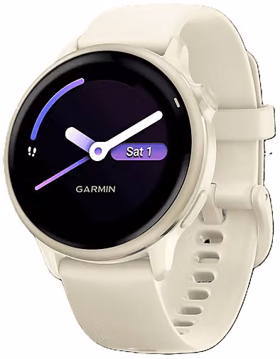 Smartwatch Garmin Vivoactive 6 con display touchscreen da 1,2 pollici, GPS, Bluetooth, NFC e resistenza all'acqua, Oro e Beige
