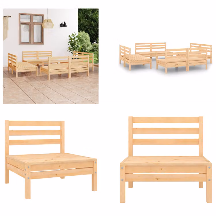 vidaXL 8 pz. Set da salotto da giardino in legno di pino massiccio - Set da salotto da giardino - Set da salotto - Set da salotto