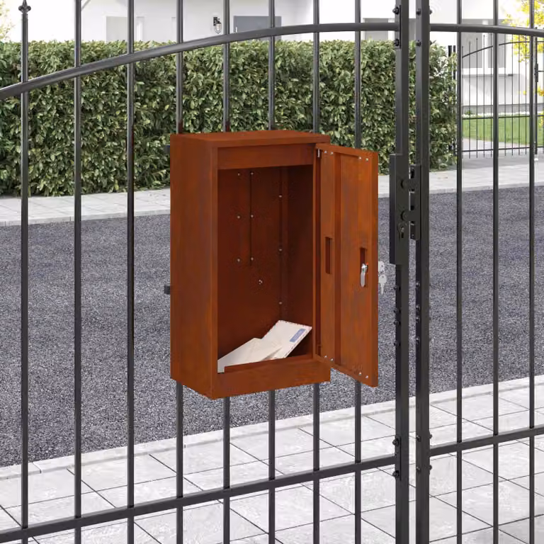 Cassetta postale con porta vidaXL colore marrone L: 30 cm, P: 20 cm, H: 55 cm
