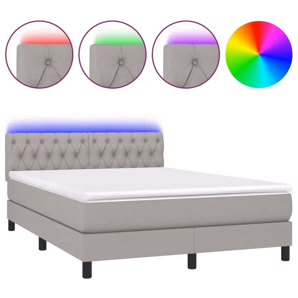 Letto Ibrido con Materasso e Illuminazione LED vidaXL Grigio Chiaro e Bianco L/P/H: 140 x 200 x 88 cm – 2