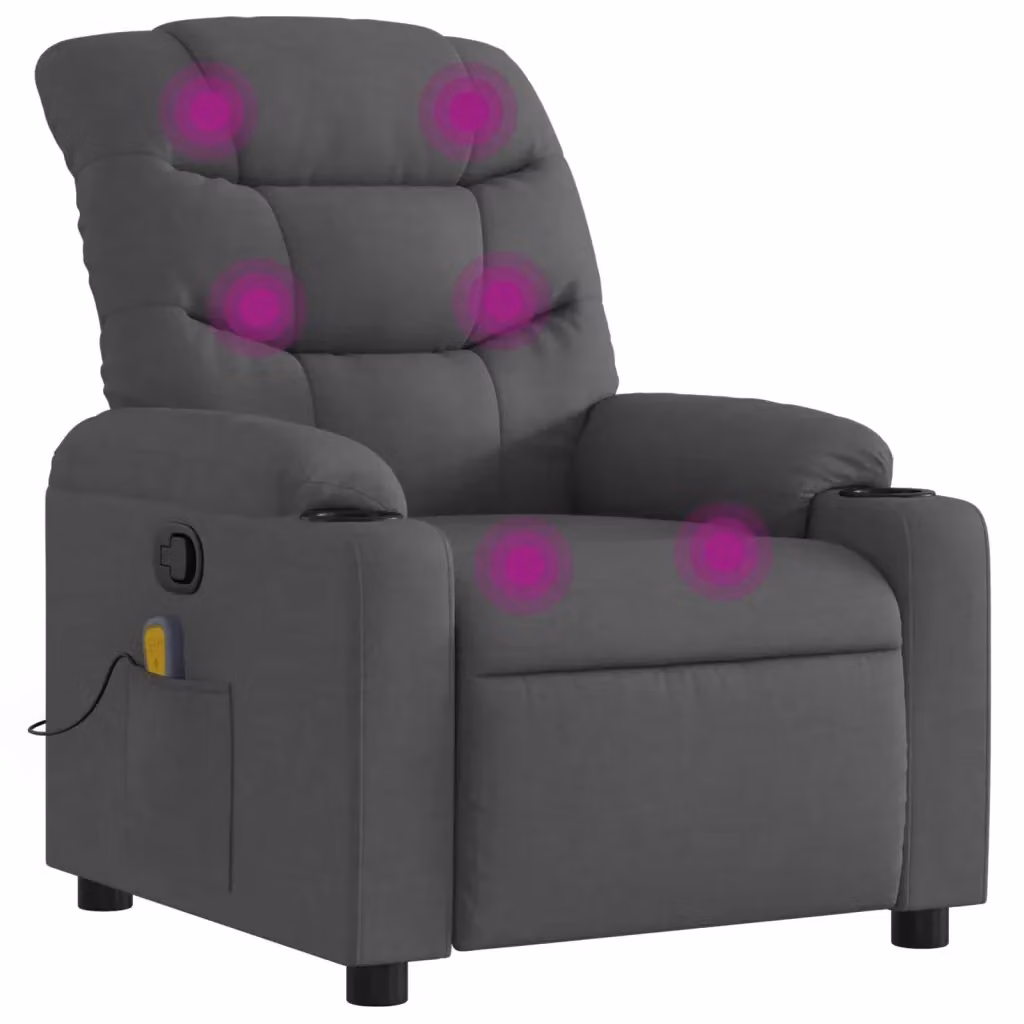 Poltrona reclinabile relax vidaXL in tessuto grigio con braccioli e struttura in legno e metallo – 2