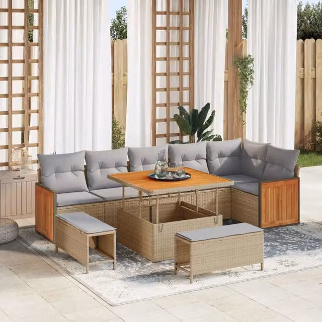 Set Divano da Giardino 9 pz 9-Numero di posti 3363187