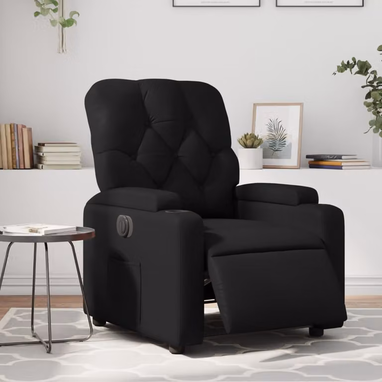Poltrona Reclinabile Elettrica vidaXL in Similpelle Nera con Braccioli e Design Moderno