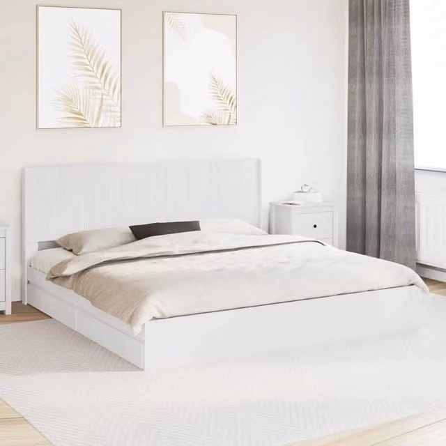 Letto moderno con contenitore e testata Bianco DESIGN IN L/P/H: 180 x 200 x 100 cm