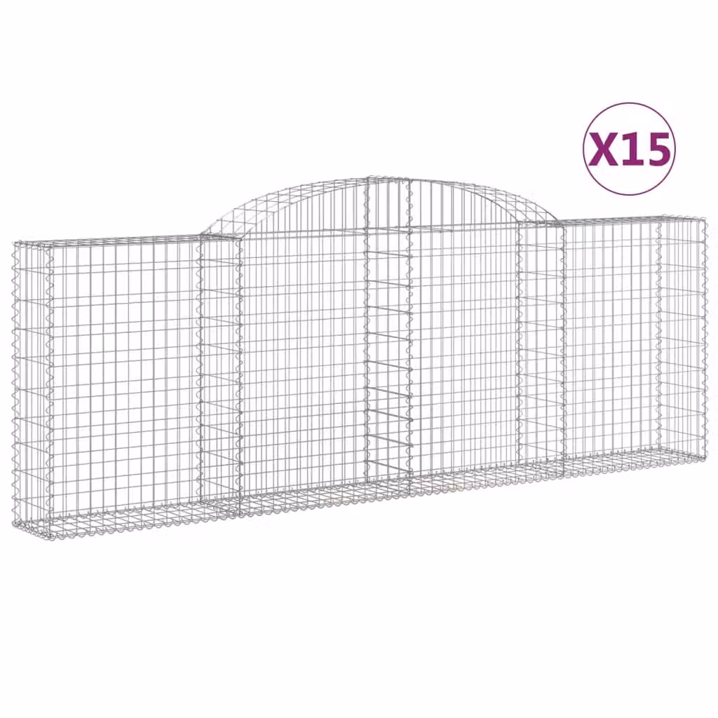 Cesti Gabbioni ad Arco 15 pz 300x30x100/120 cm Ferro Zincato