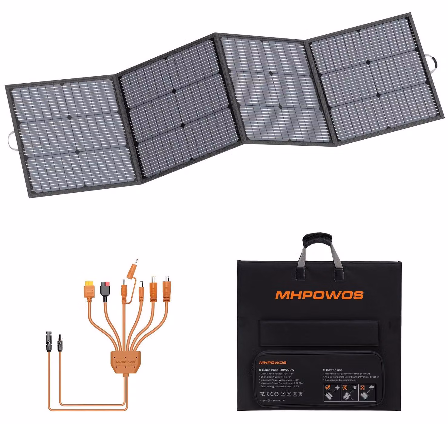 Pannello solare - Pannello fotovoltaico - Pannello per l'energia solare - Caricatore solare - Pannello solare per sistemi off-grid - Potenza: 220W