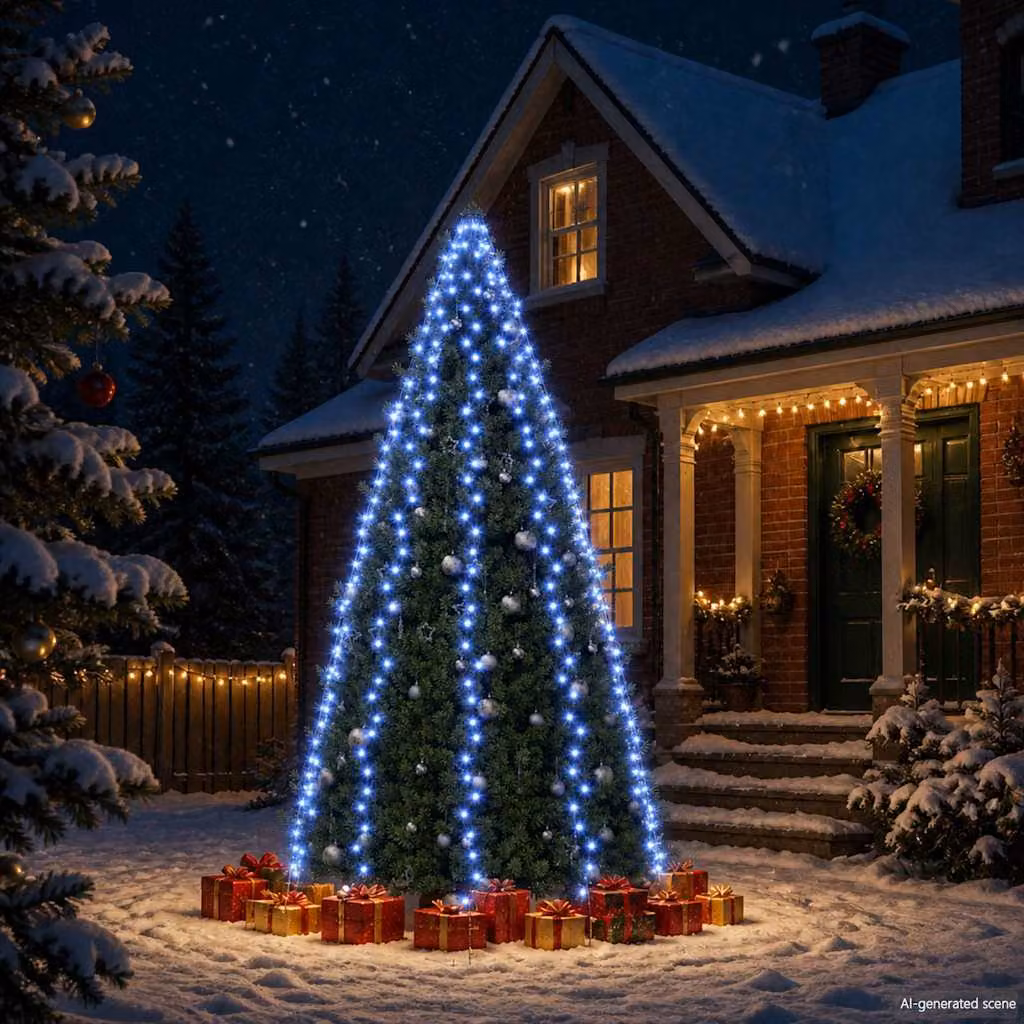 Rete di luci LED vidaXL per albero di Natale blu, 400 LED, 400 cm
